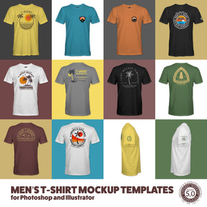 Men's T-Shirt Mockup Templates for Photoshop and Illustrator