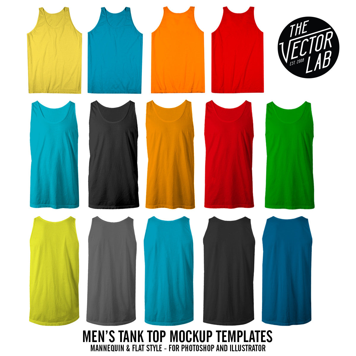 Men's Tank Top Mockup Templates Photoshop & Illustrator