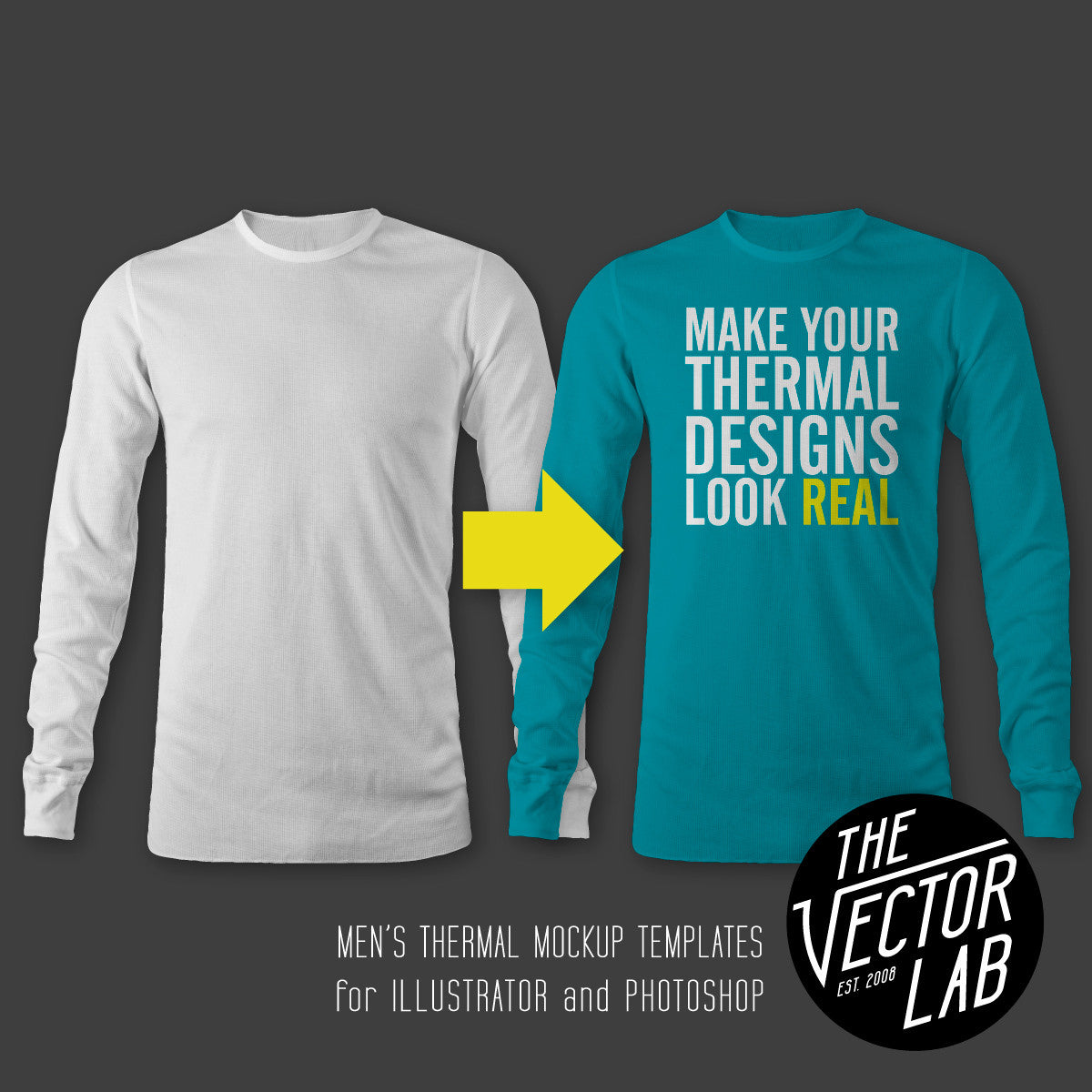 Men's Thermal Long Sleeve Mockup Templates Photoshop & Illustrator