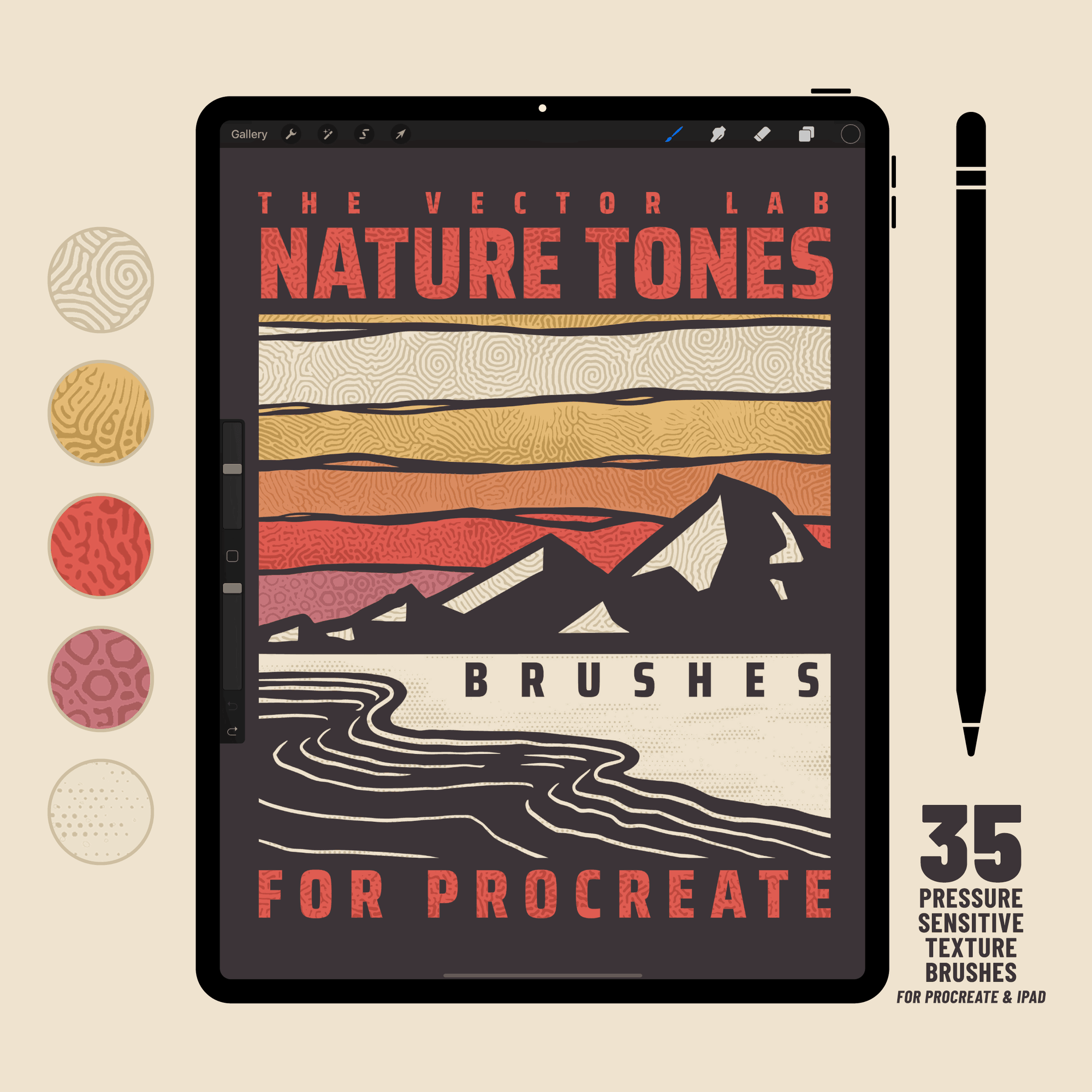 Nature Tones Brushes for Procreate iPad