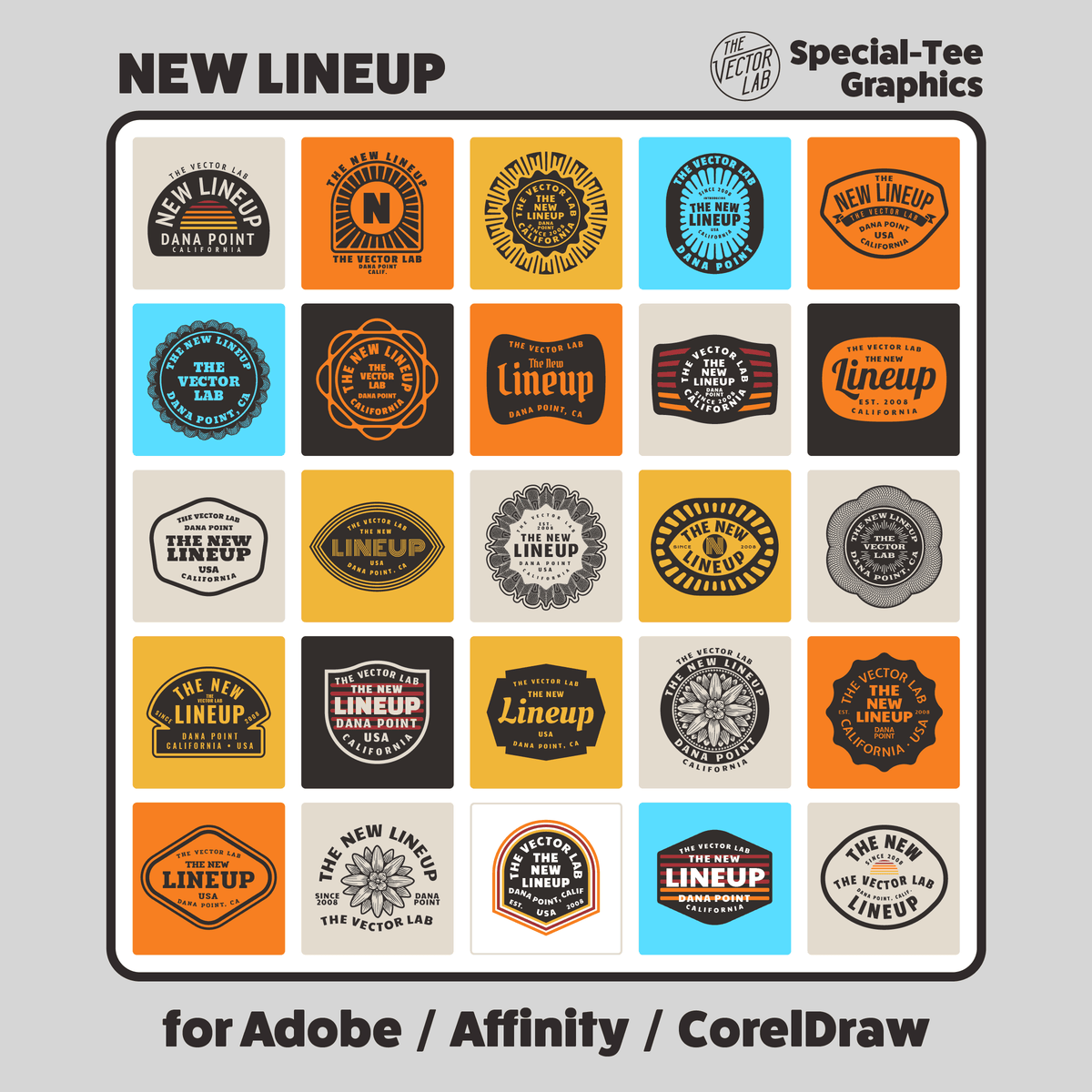 New Lineup Graphic Logo Templates for Adobe Affinity CorelDraw
