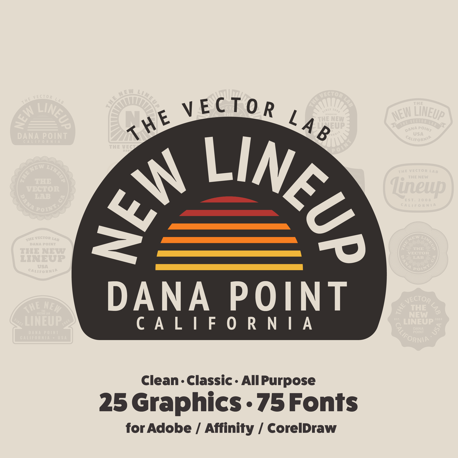 New Lineup Graphic Logo Templates for Adobe Affinity CorelDraw