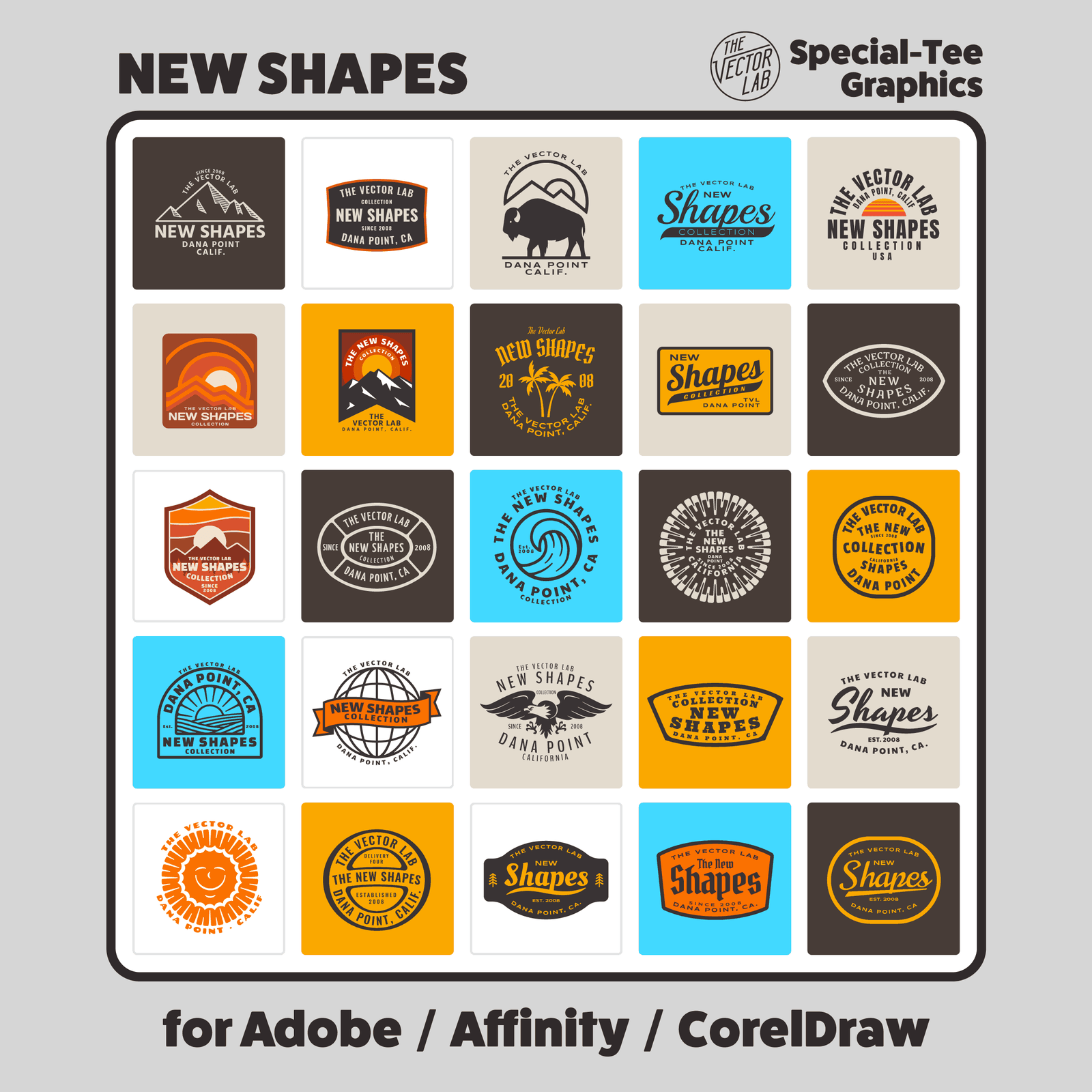 New Shapes Graphic Logo Templates for Adobe Affinity CorelDraw