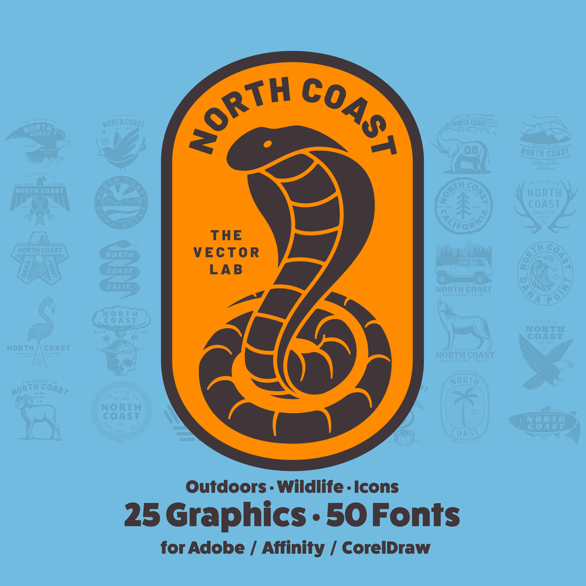 North Coast Collection of Graphic &amp; Logo Templates for Adobe Affinity CorelDraw