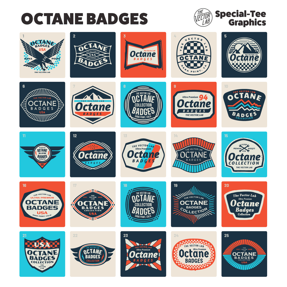 Octane Badges - Motorcycle and Auto Inspired