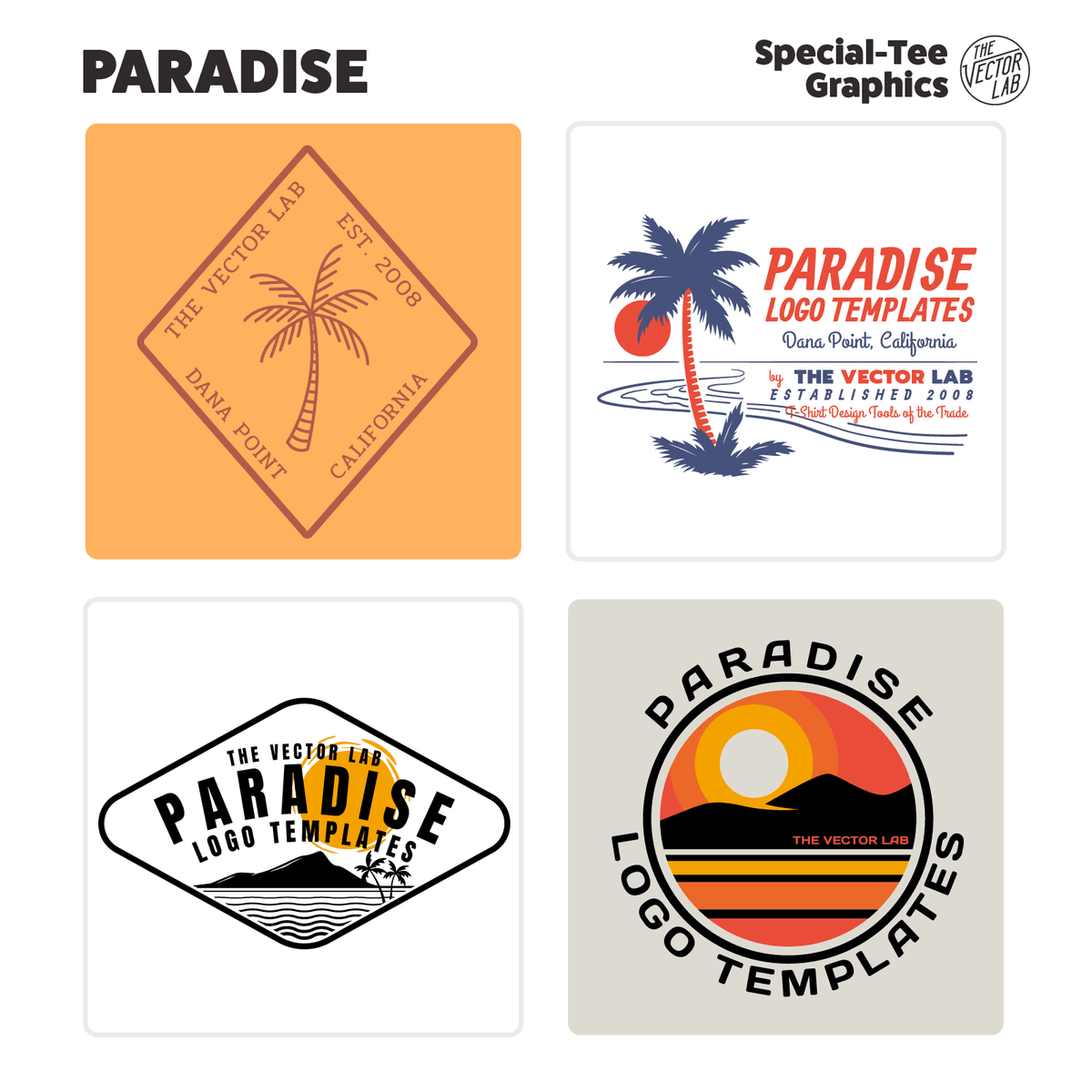 Paradise Graphic Logo Templates for Adobe Affinity Corel
