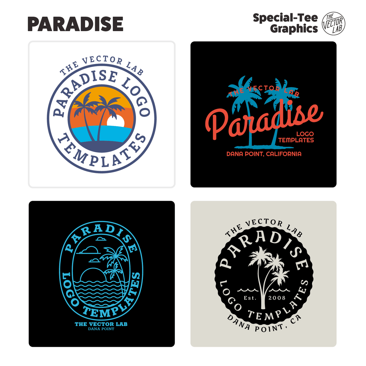 Paradise Graphic Logo Templates for Adobe Affinity Corel