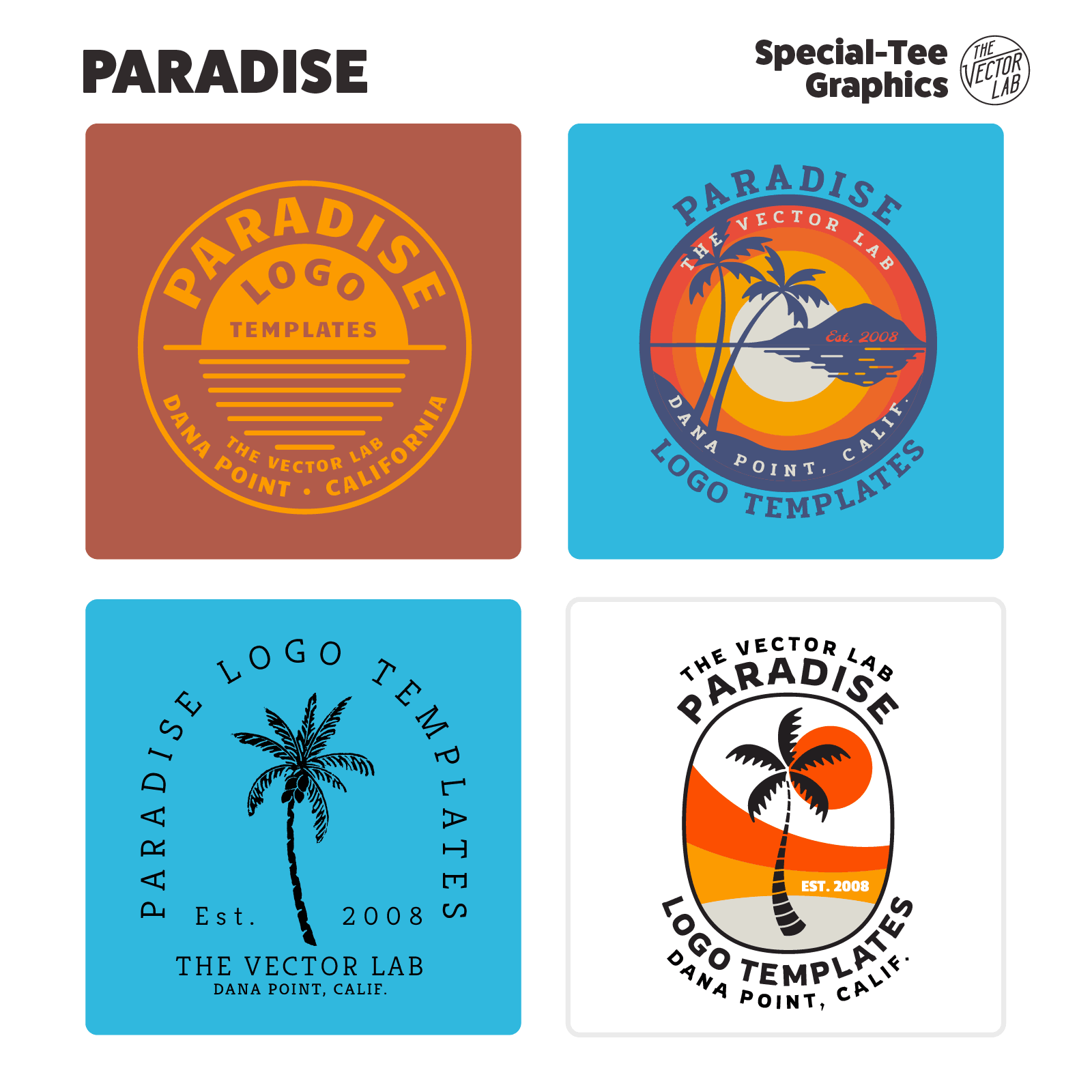 Paradise Graphic Logo Templates for Adobe Affinity Corel