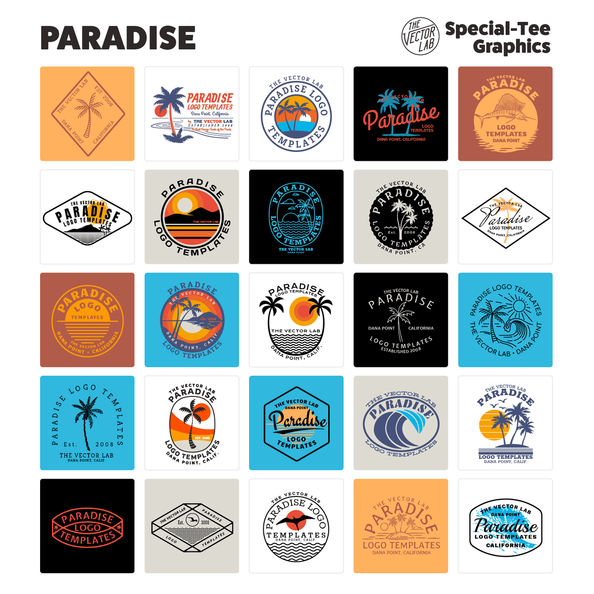 Paradise Graphic Logo Templates for Adobe Affinity Corel