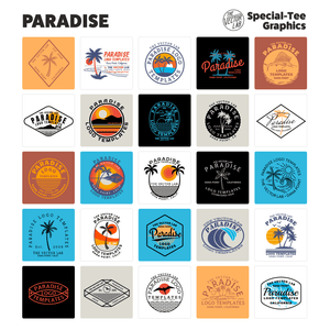 Paradise graphic logo templates for Adobe Affinity Corel