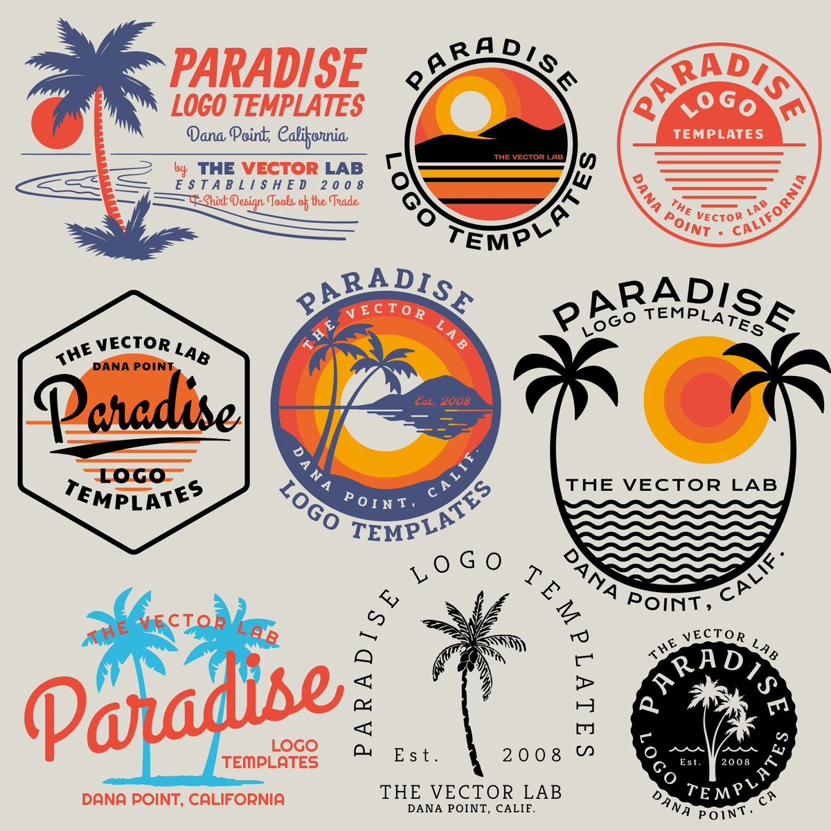 Paradise Graphic Logo Templates for Adobe Affinity Corel