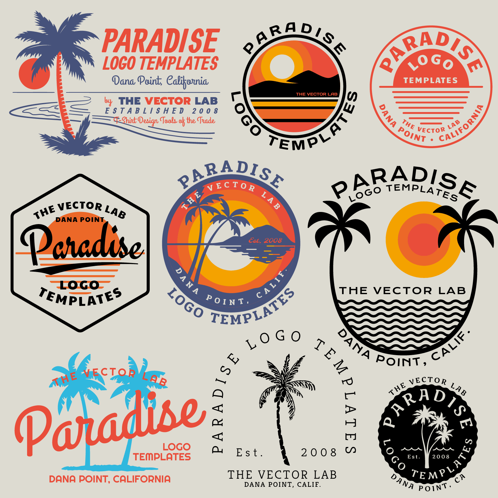Paradise Graphic Logo Templates for Adobe Affinity Corel
