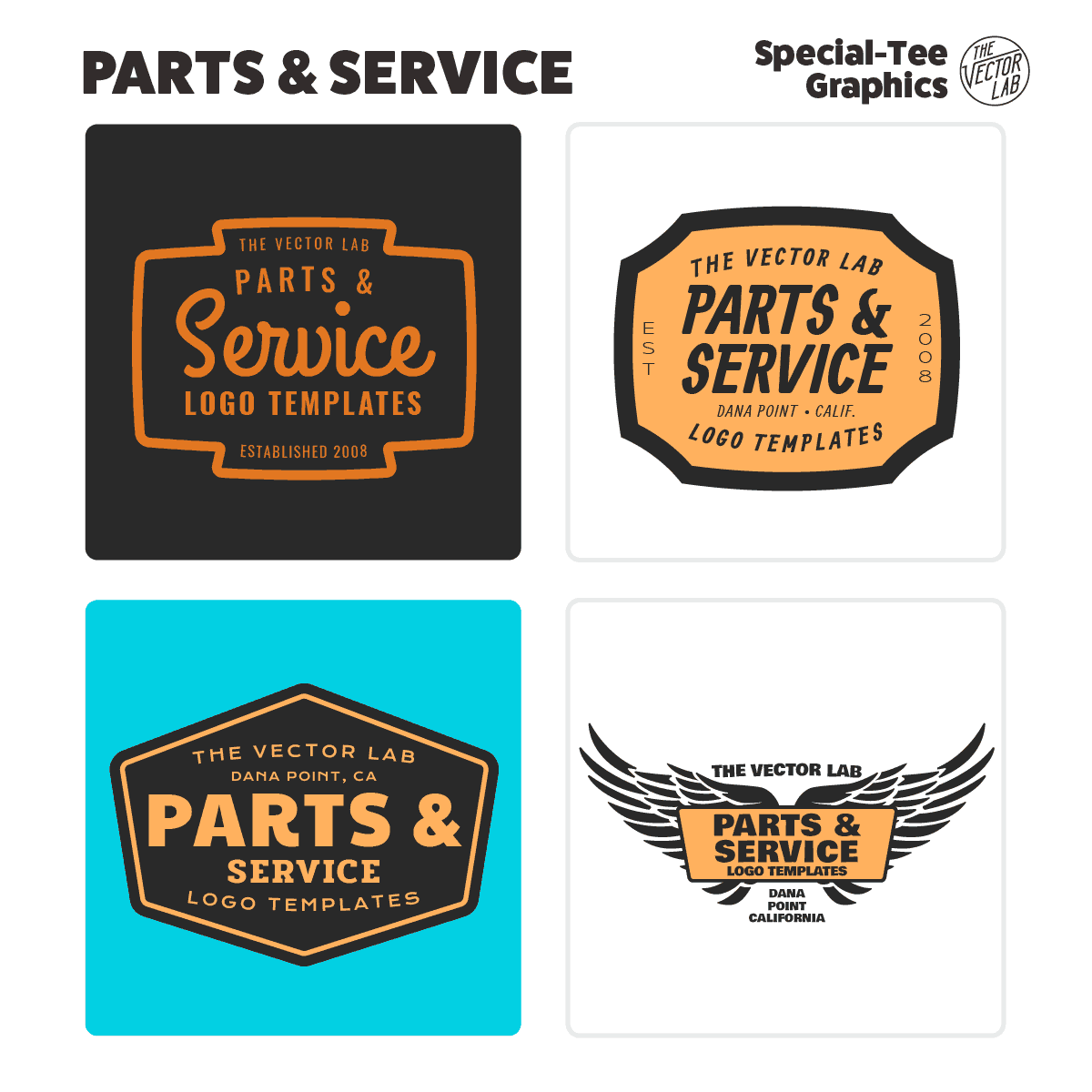 Parts and Service Graphic Logo Templates for Adobe Affinity Corel