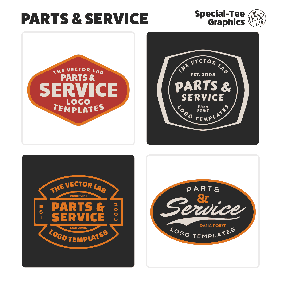 Parts and Service Graphic Logo Templates for Adobe Affinity Corel