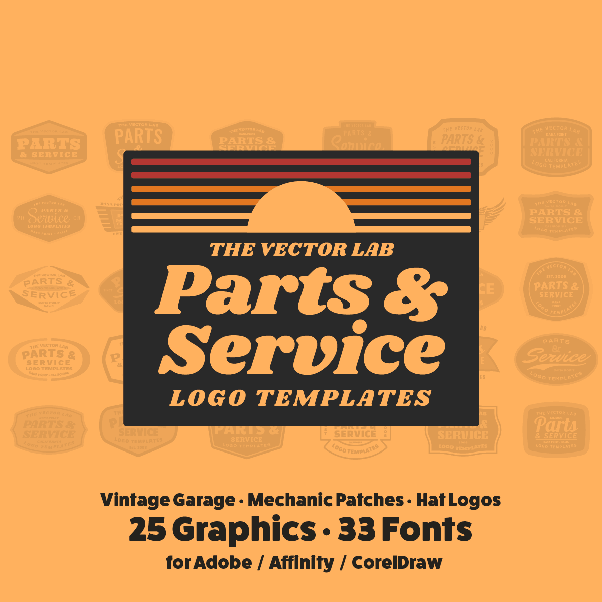 Parts and Service Graphic Logo Templates for Adobe Affinity Corel