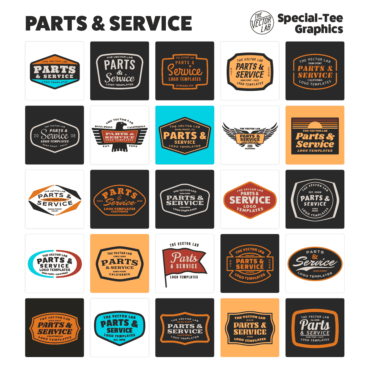 Parts and Service Graphic Logo Templates for Adobe Affinity Corel
