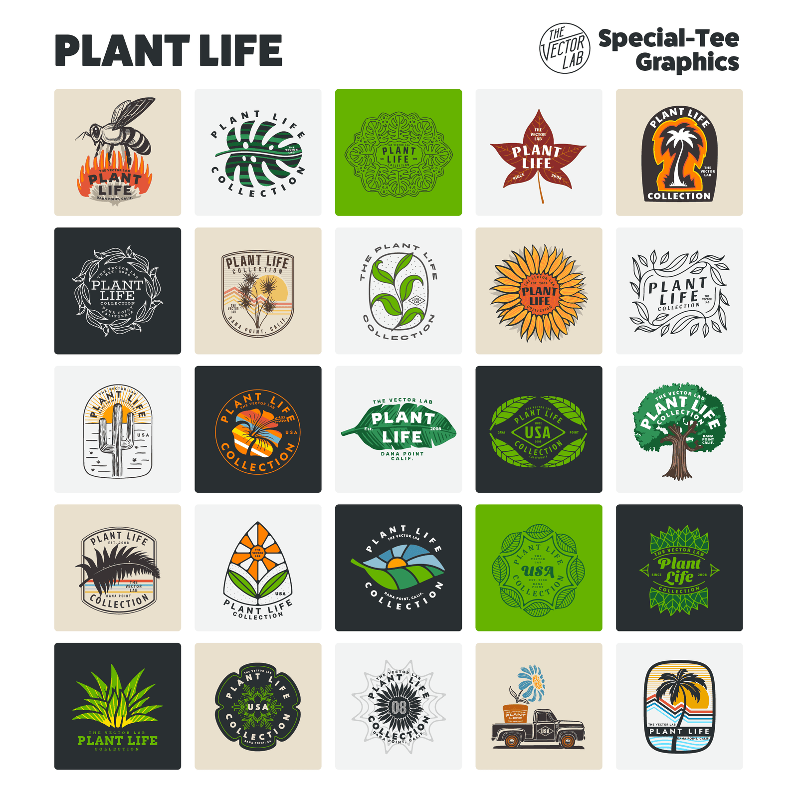 Plant Life Graphic Logo Templates for Adobe Affinity CorelDraw