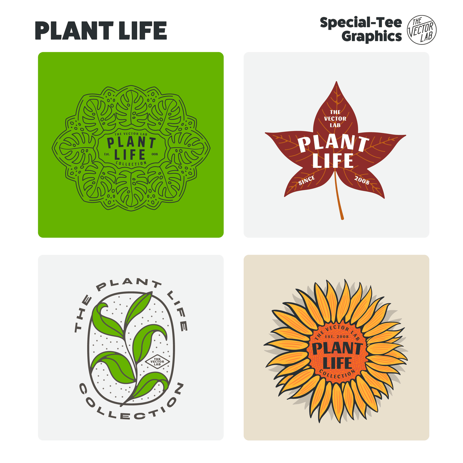 Plant Life Graphic Logo Templates for Adobe Affinity CorelDraw