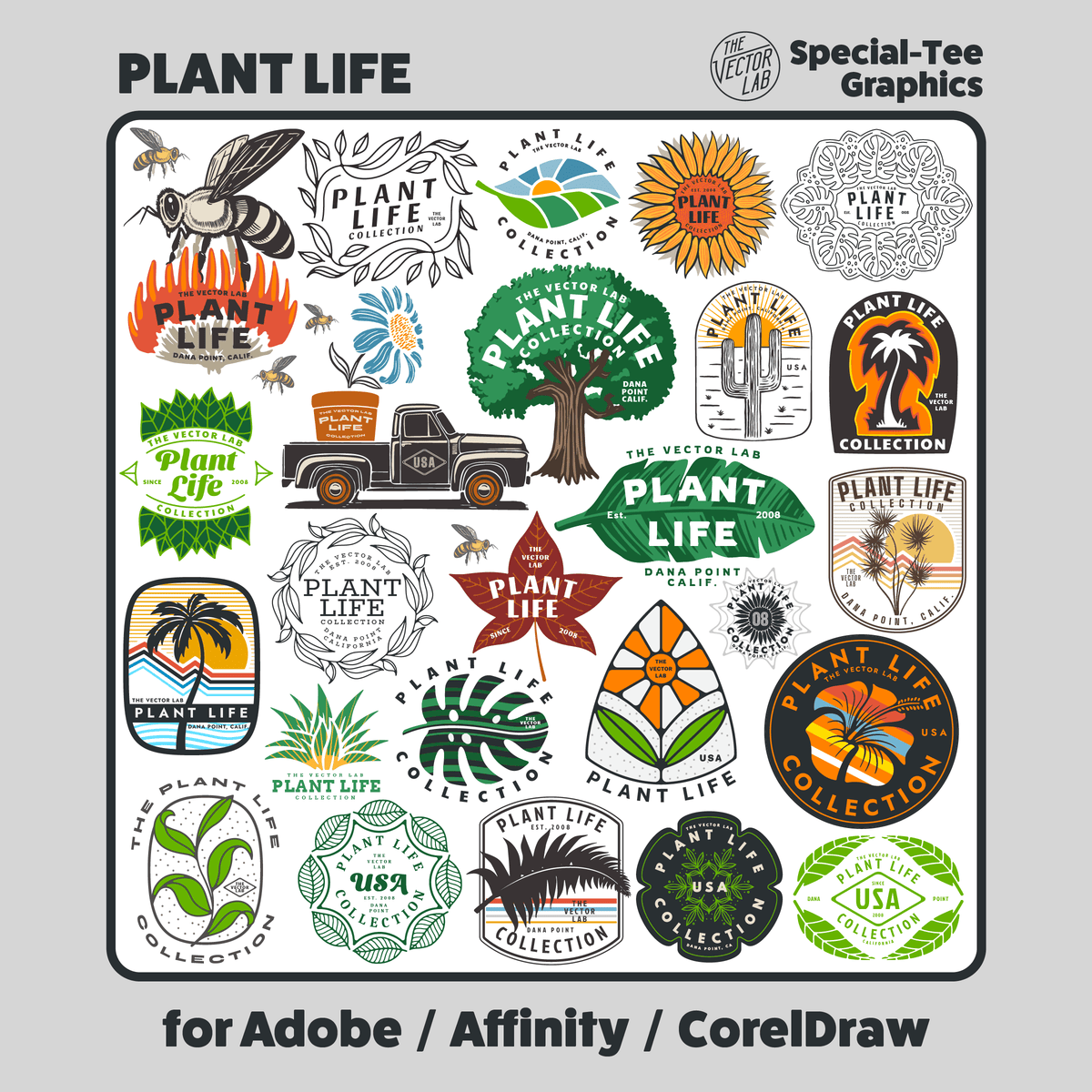 Plant Life Graphic Logo Templates for Adobe Affinity CorelDraw