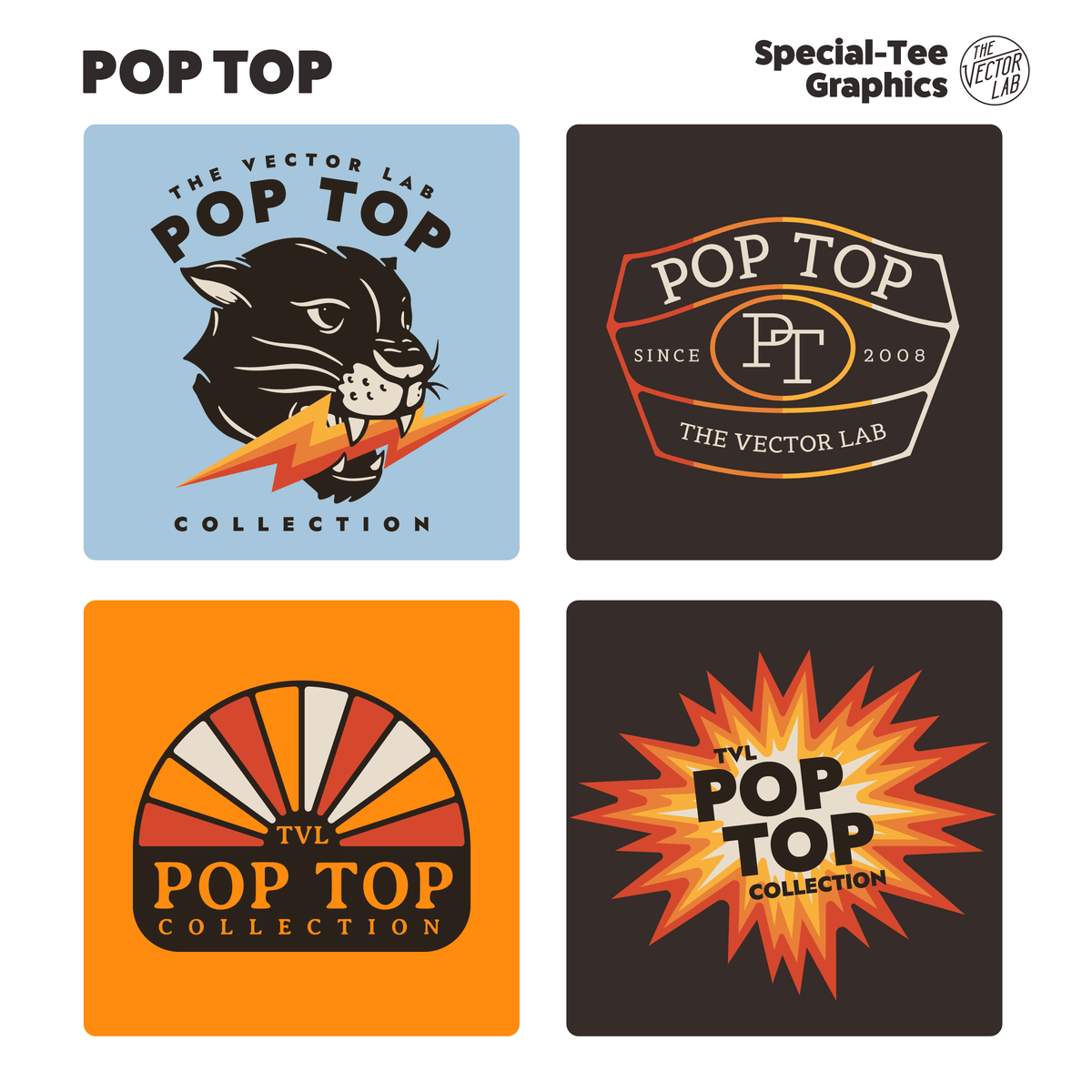 Pop Top Graphic Logo Templates for Adobe Affinity CorelDraw