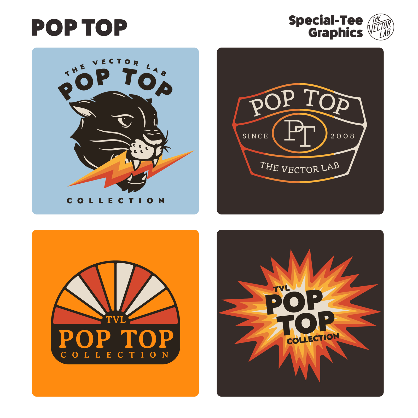 Pop Top Graphic Logo Templates for Adobe Affinity CorelDraw