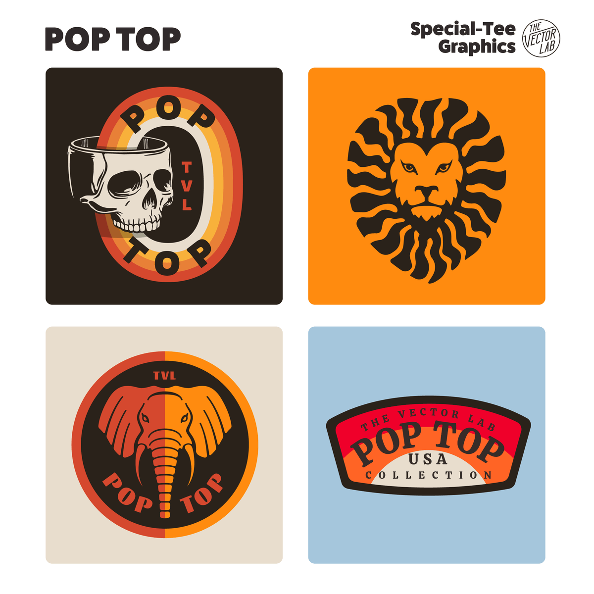 Pop Top Graphic Logo Templates for Adobe Affinity CorelDraw