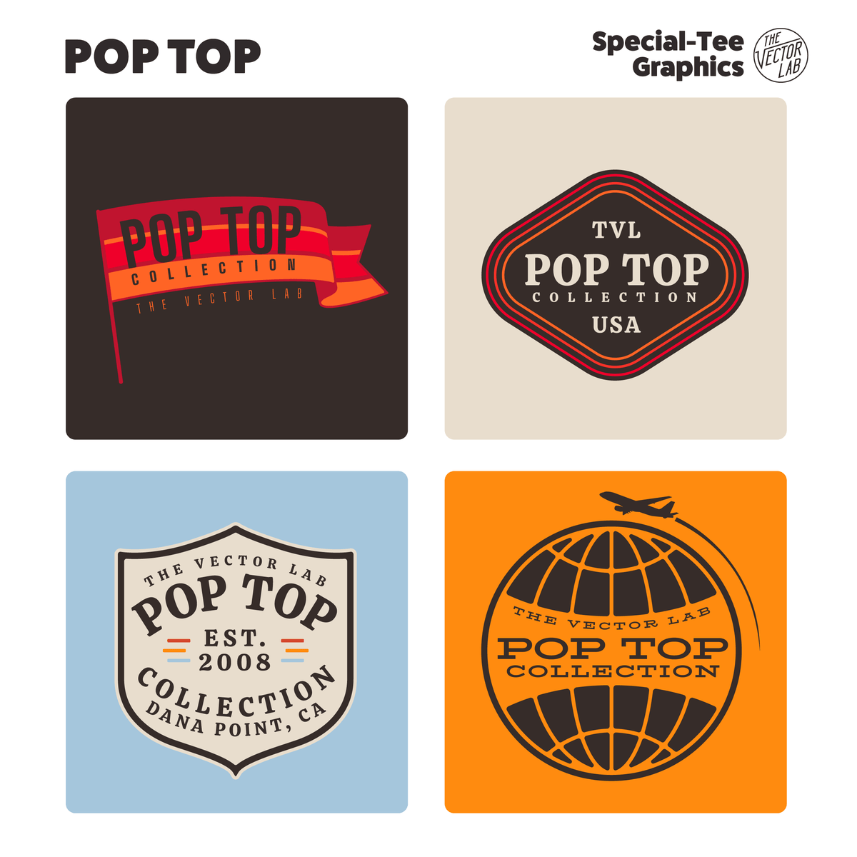 Pop Top Graphic Logo Templates for Adobe Affinity CorelDraw