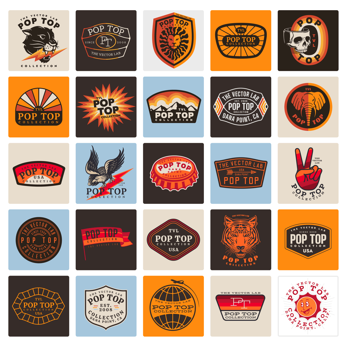 Pop Top Graphic Logo Templates for Adobe Affinity CorelDraw