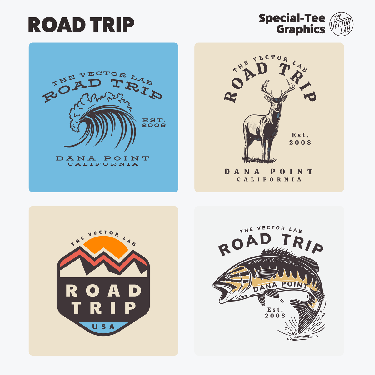 Road Trip Graphic & Logo Templates for Adobe Affinity CorelDraw
