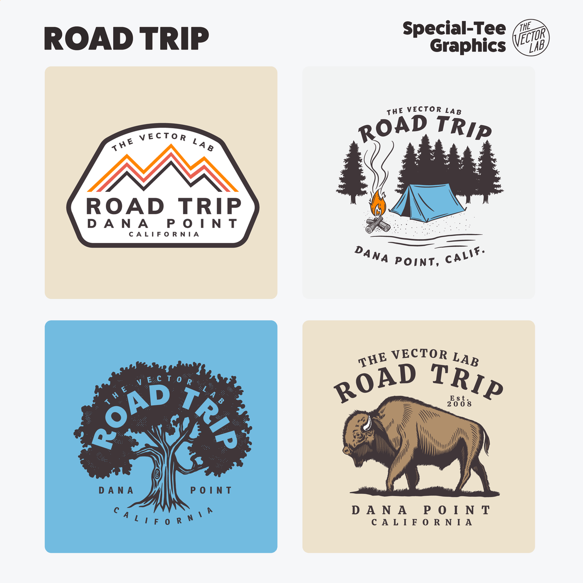 Road Trip Graphic & Logo Templates for Adobe Affinity CorelDraw
