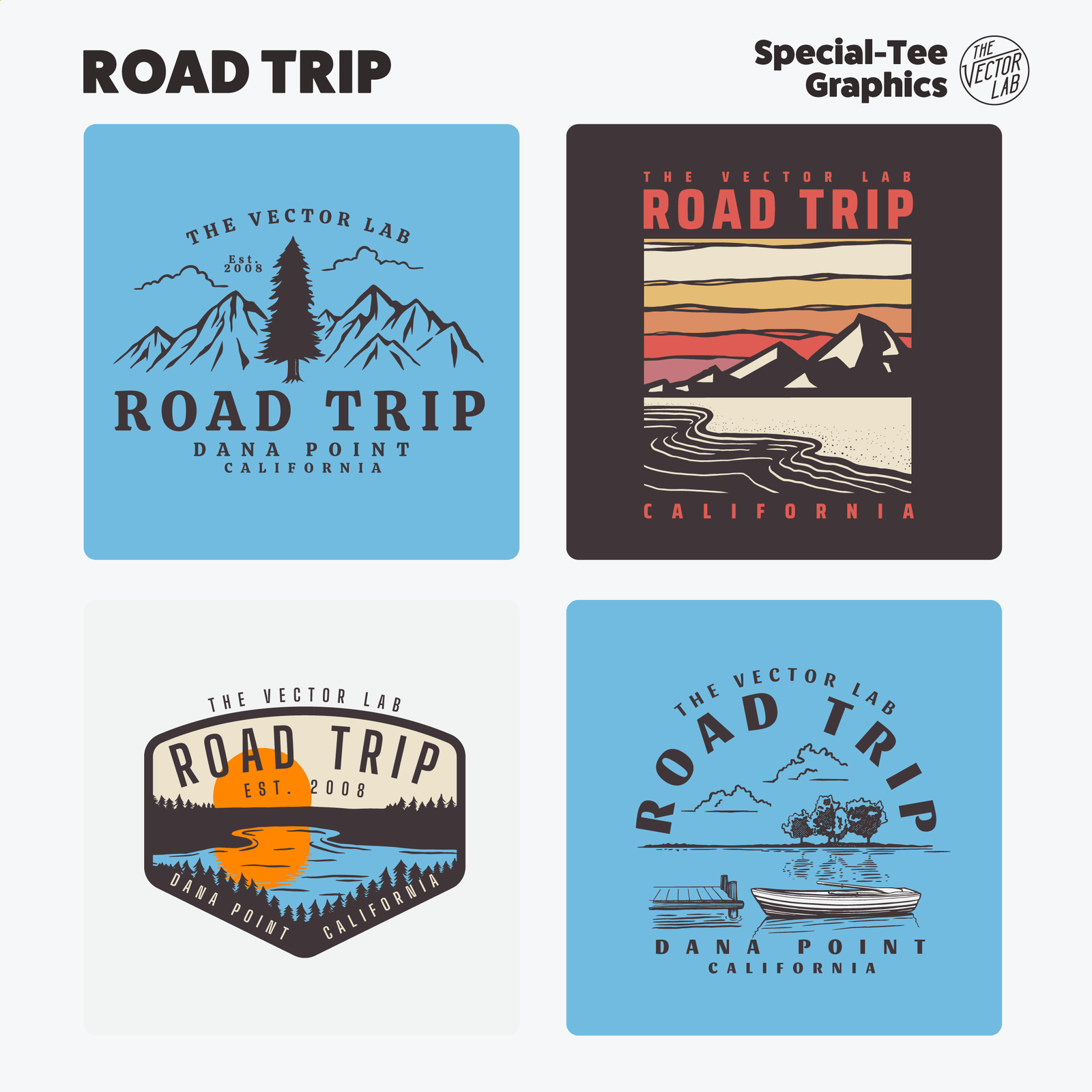 Road Trip Graphic & Logo Templates for Adobe Affinity CorelDraw