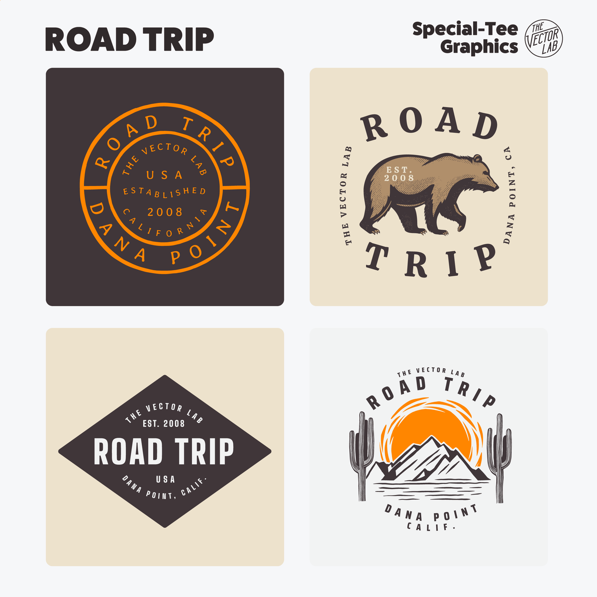 Road Trip Graphic & Logo Templates for Adobe Affinity CorelDraw