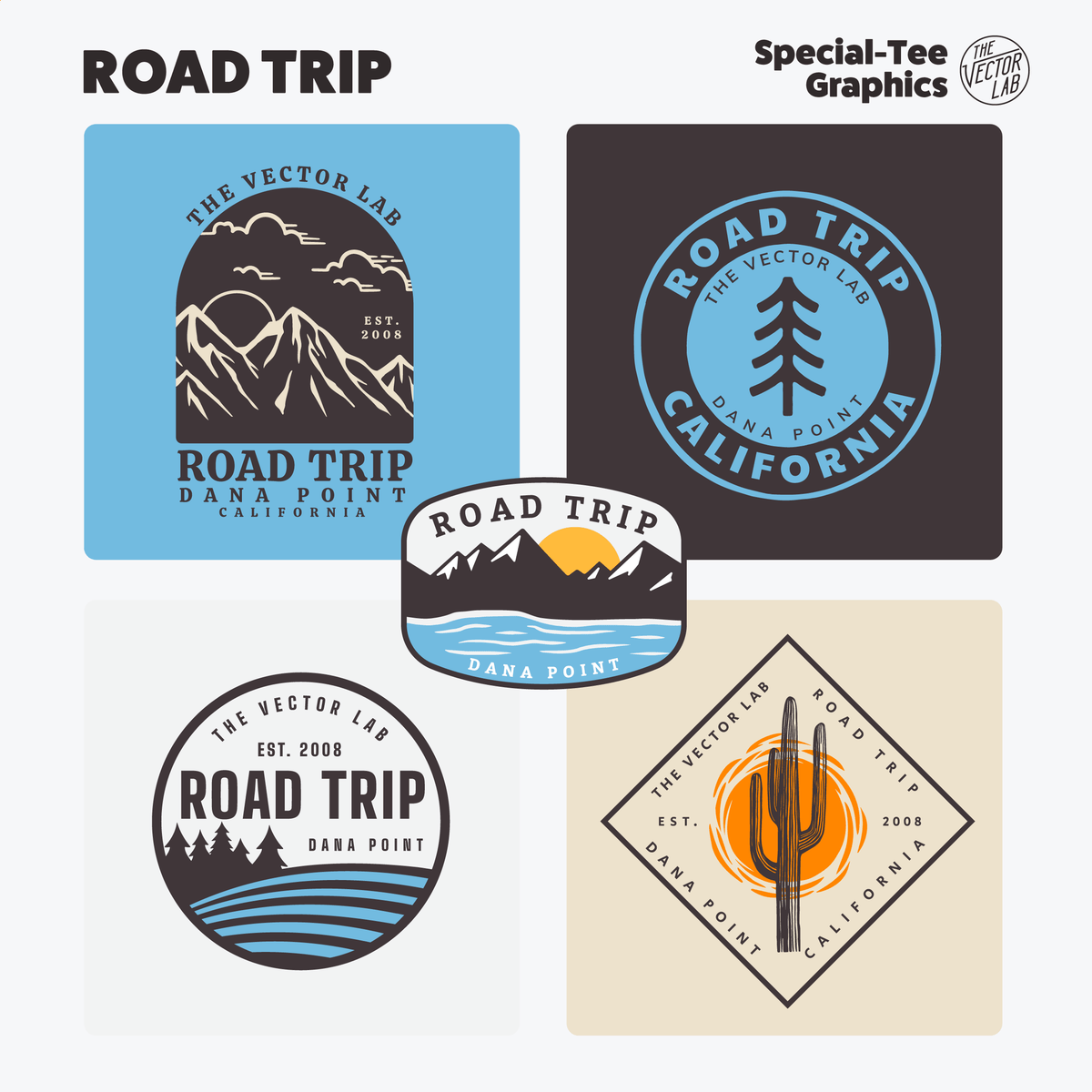 Road Trip Graphic & Logo Templates for Adobe Affinity CorelDraw