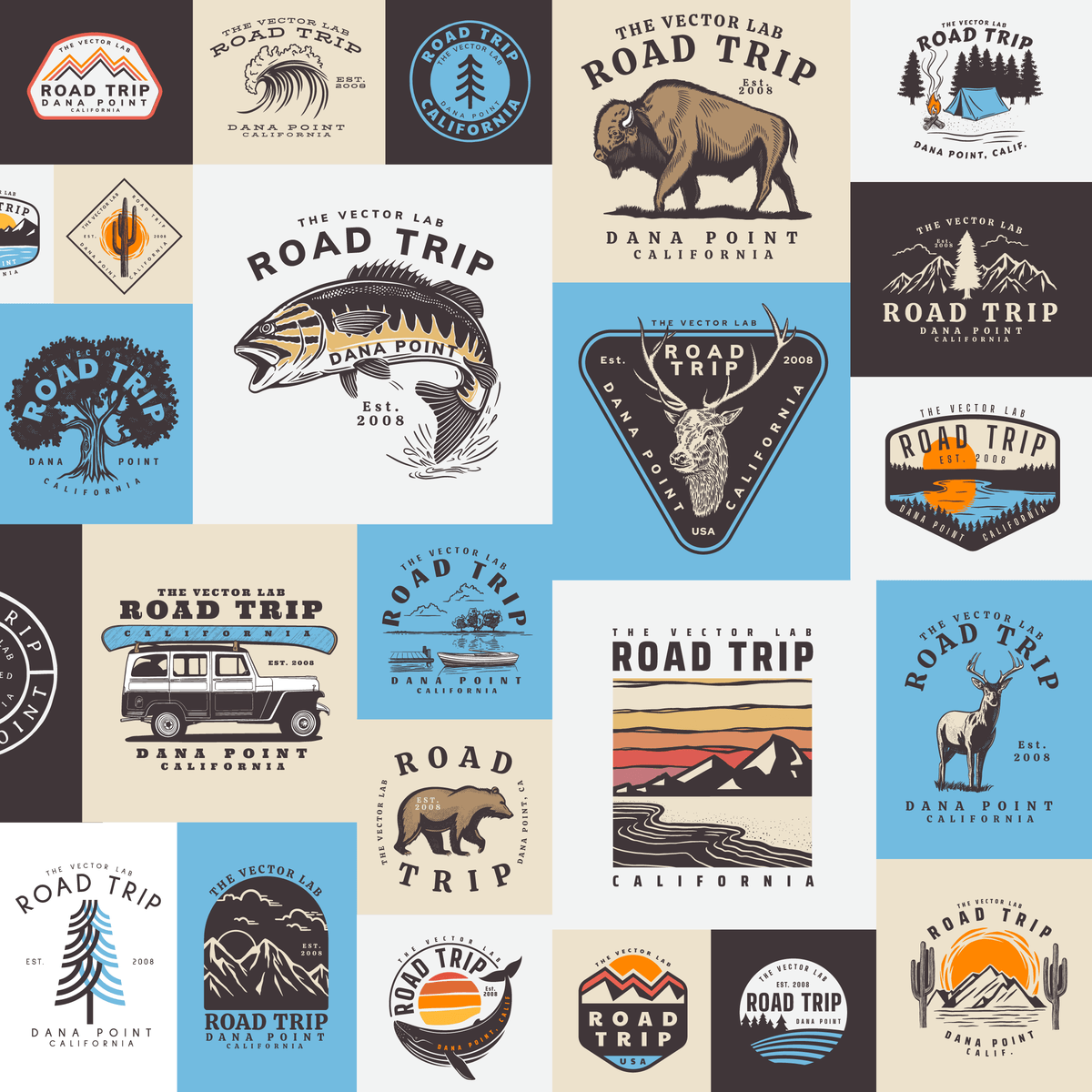 Road Trip Graphic & Logo Templates for Adobe Affinity CorelDraw