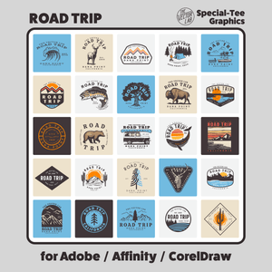Road Trip Graphic & Logo Templates for Adobe Affinity CorelDraw