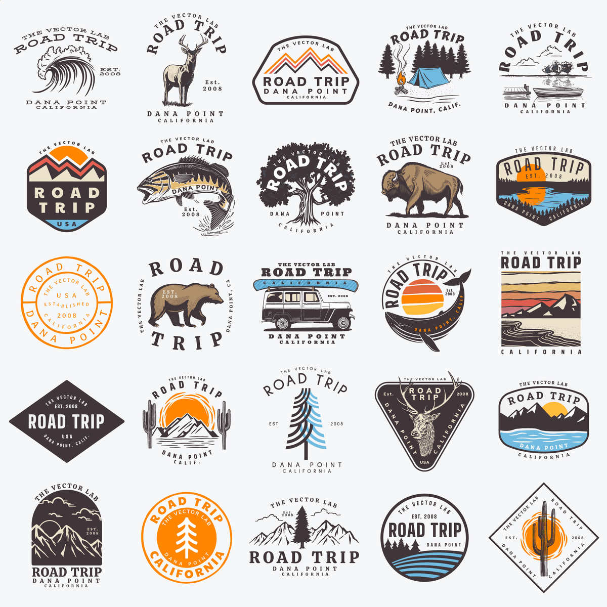 Road Trip Graphic & Logo Templates for Adobe Affinity CorelDraw