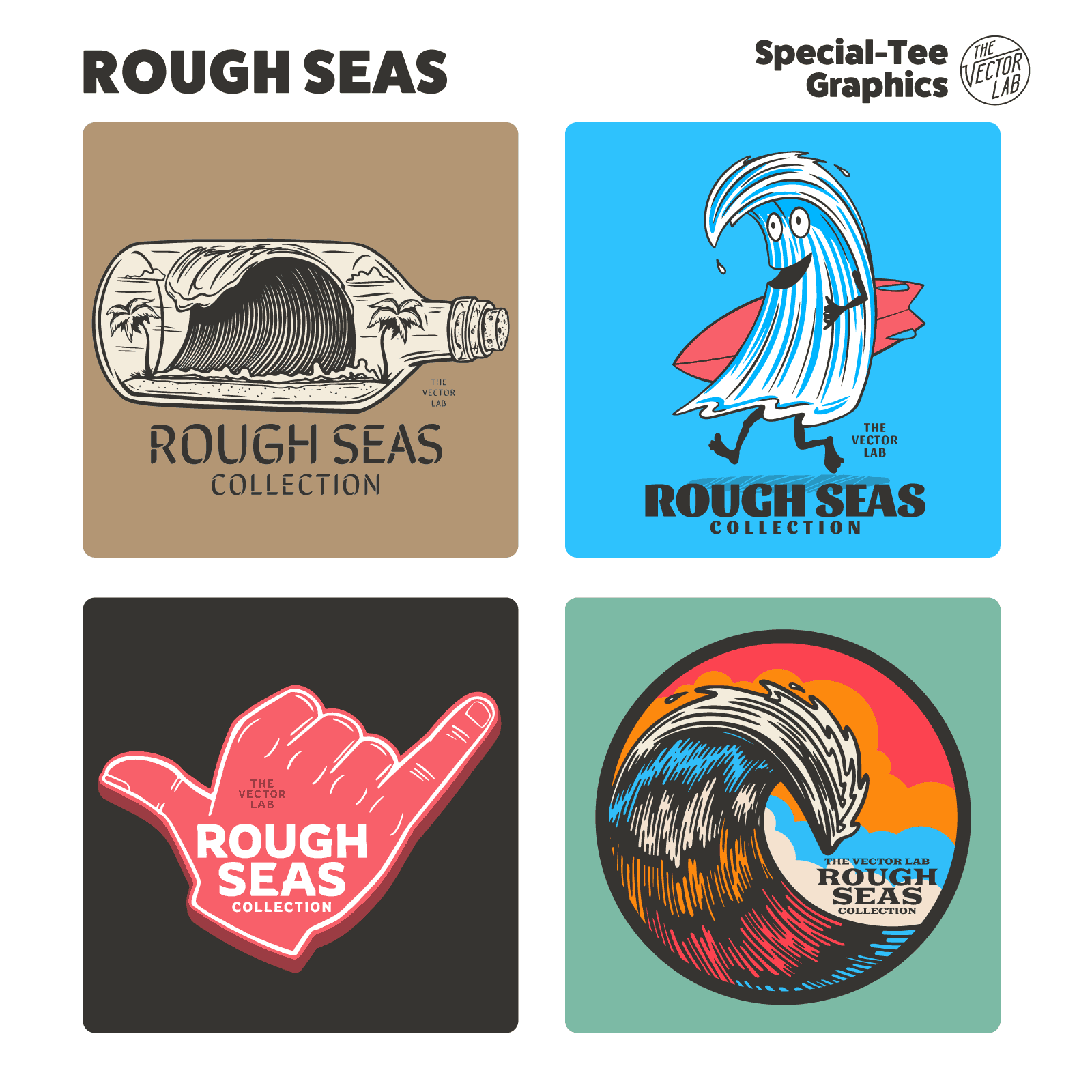 Rough Seas - surfing & waves - graphic logo templates
