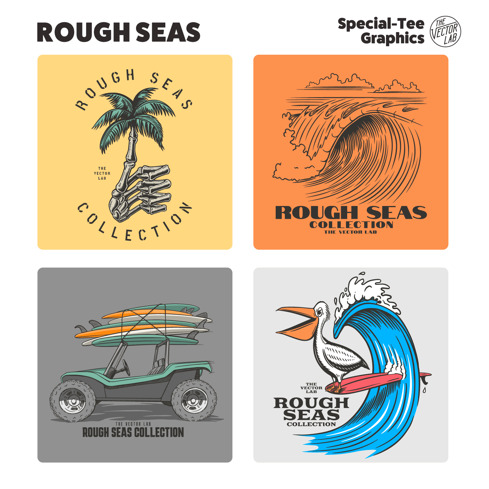 Rough Seas - surfing & waves - graphic logo templates