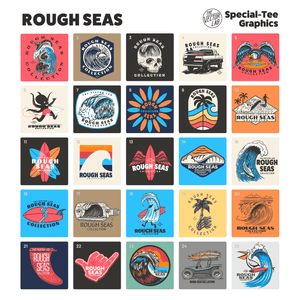 Rough Seas surfing graphic logo templates