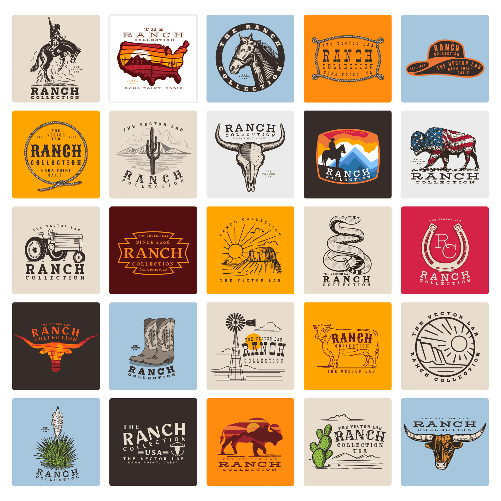 Ranch Collection of Graphic & Logo Templates for Adobe Affinity CorelDraw