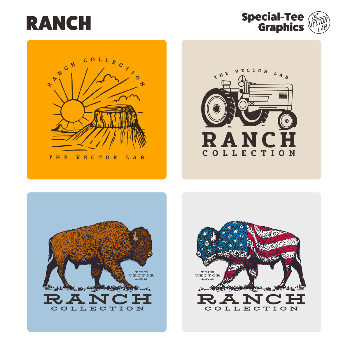 Ranch Collection of Graphic & Logo Templates for Adobe Affinity CorelDraw