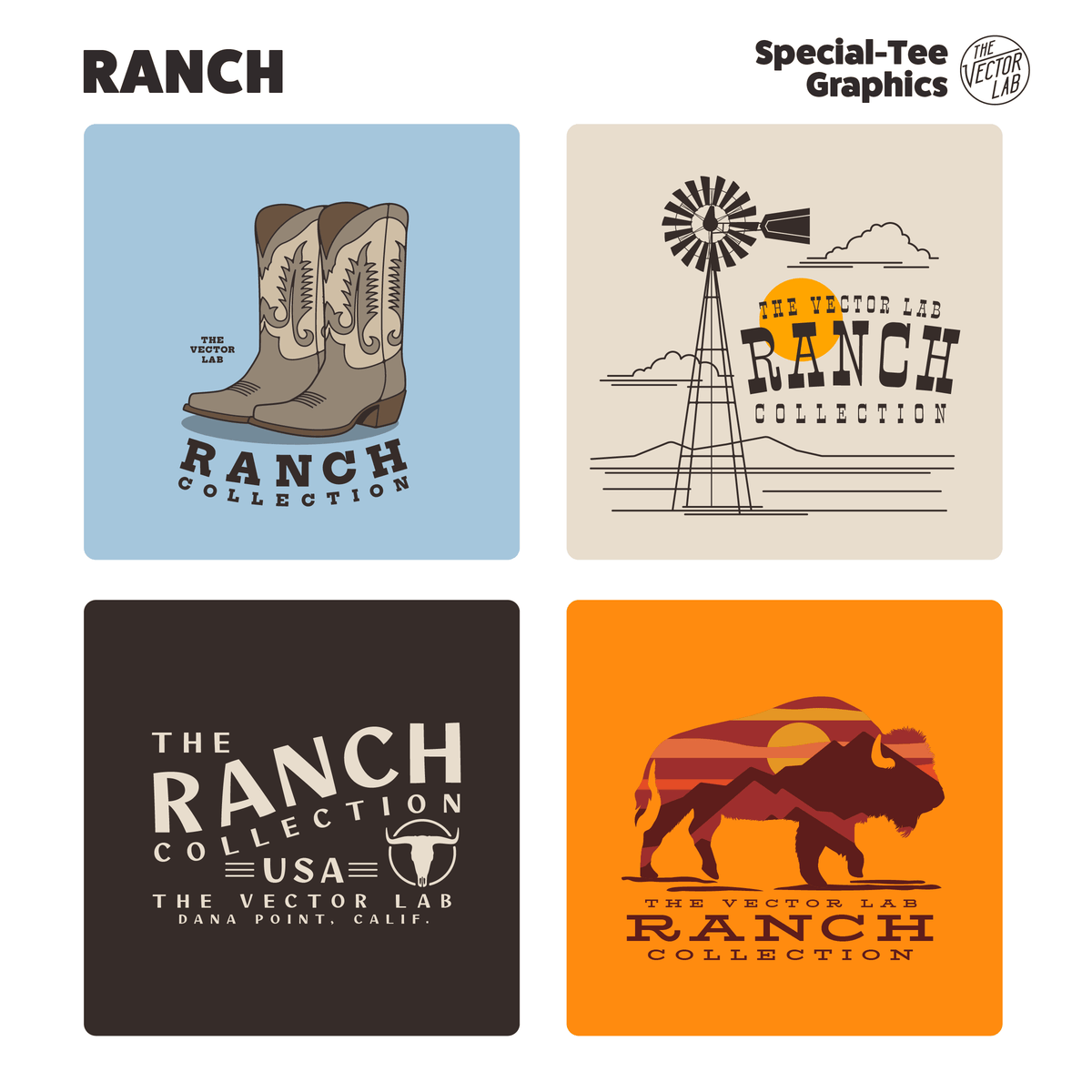 Ranch Collection of Graphic & Logo Templates for Adobe Affinity CorelDraw
