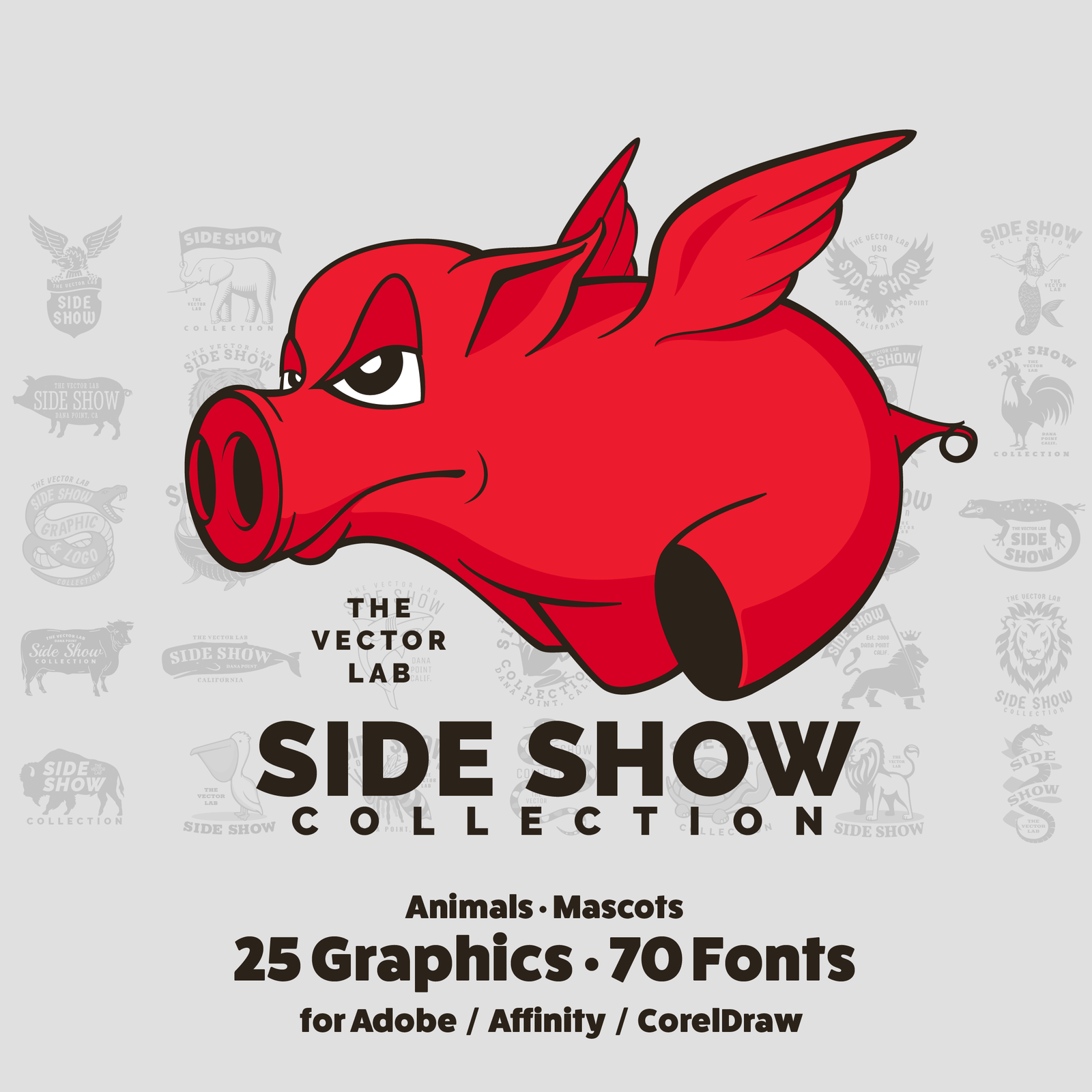Side Show Graphic Logo Templates for Adobe Affinity CorelDraw
