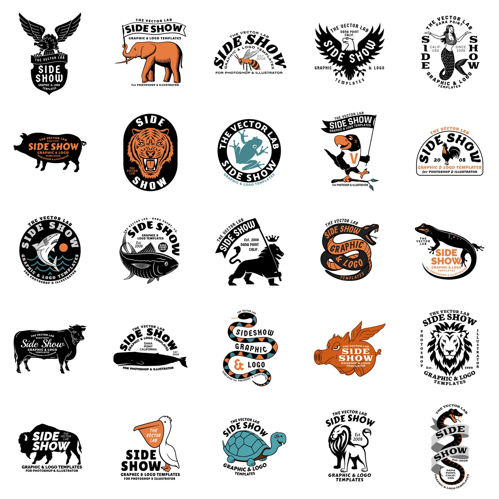 Graphic & Logo Bundle Vol 1 - Side Show - Animals and Mascots