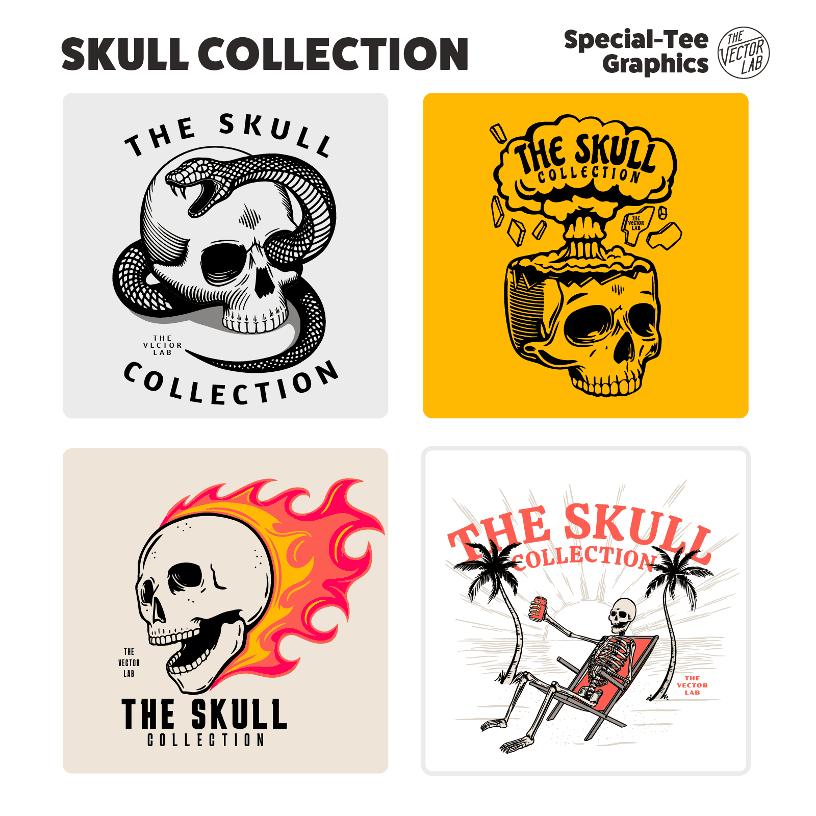 Skull Collection of Graphic Logo Templates for Adobe Affinity Corel