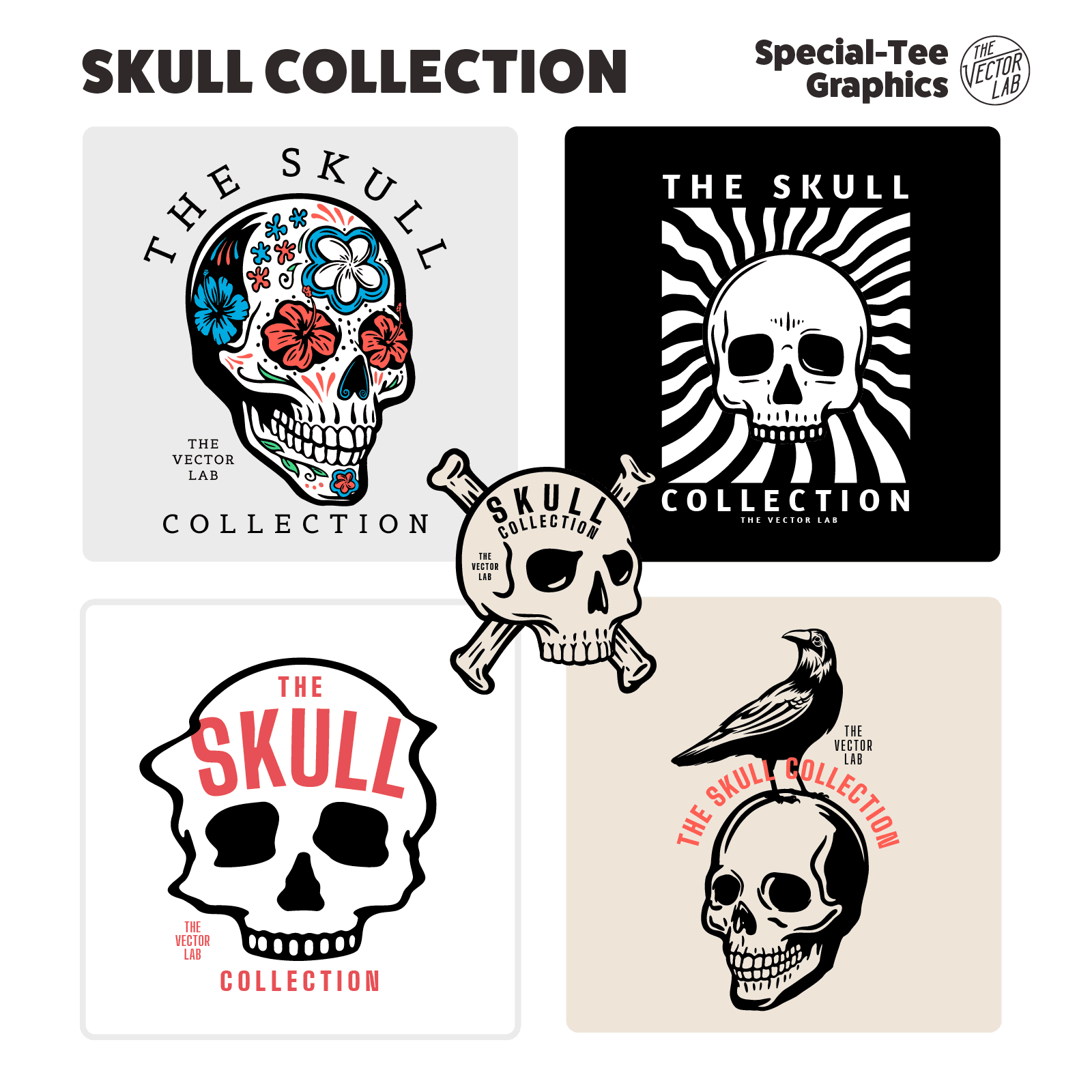 Skull Collection of Graphic Logo Templates for Adobe Affinity Corel