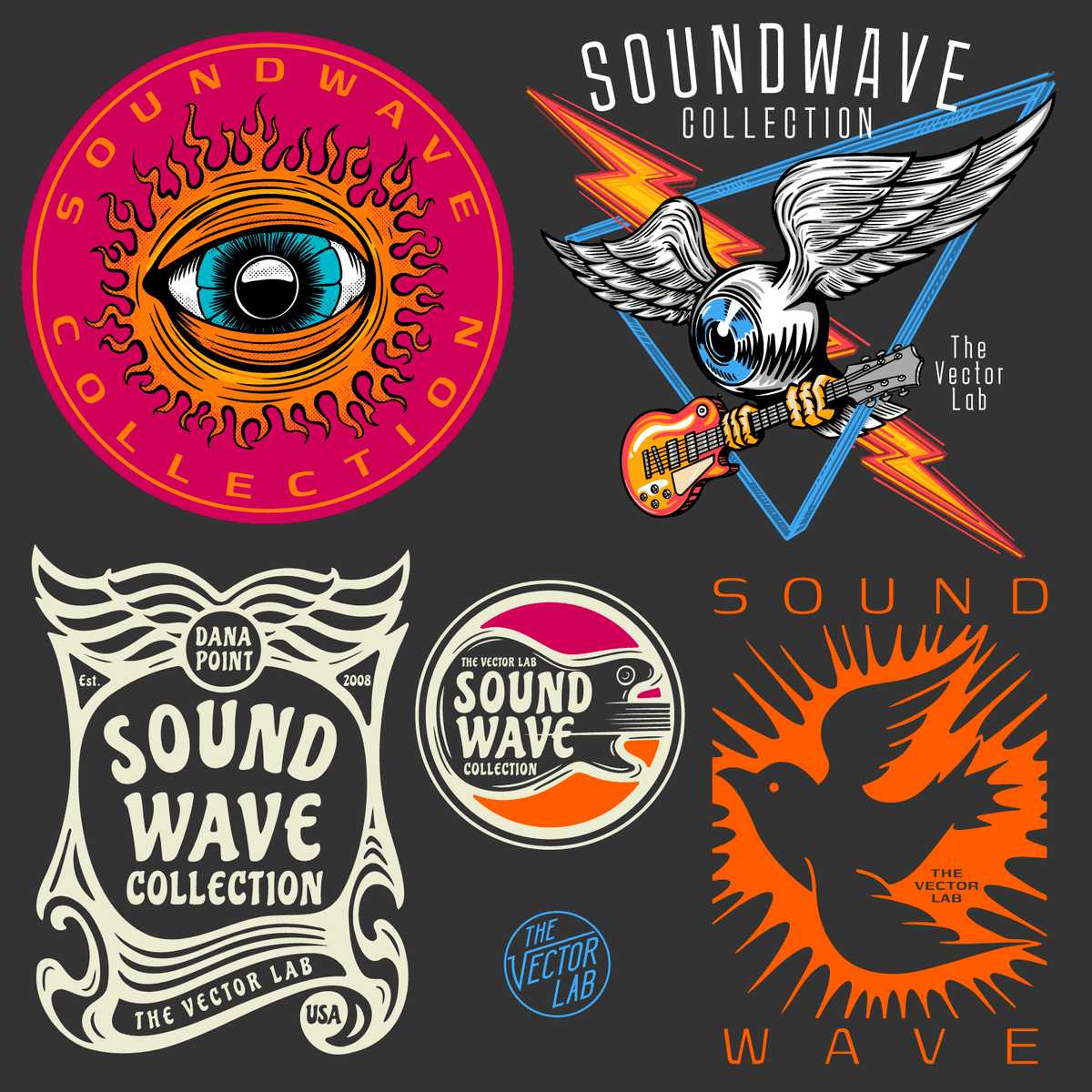 Soundwave music inspired graphic and logo templates