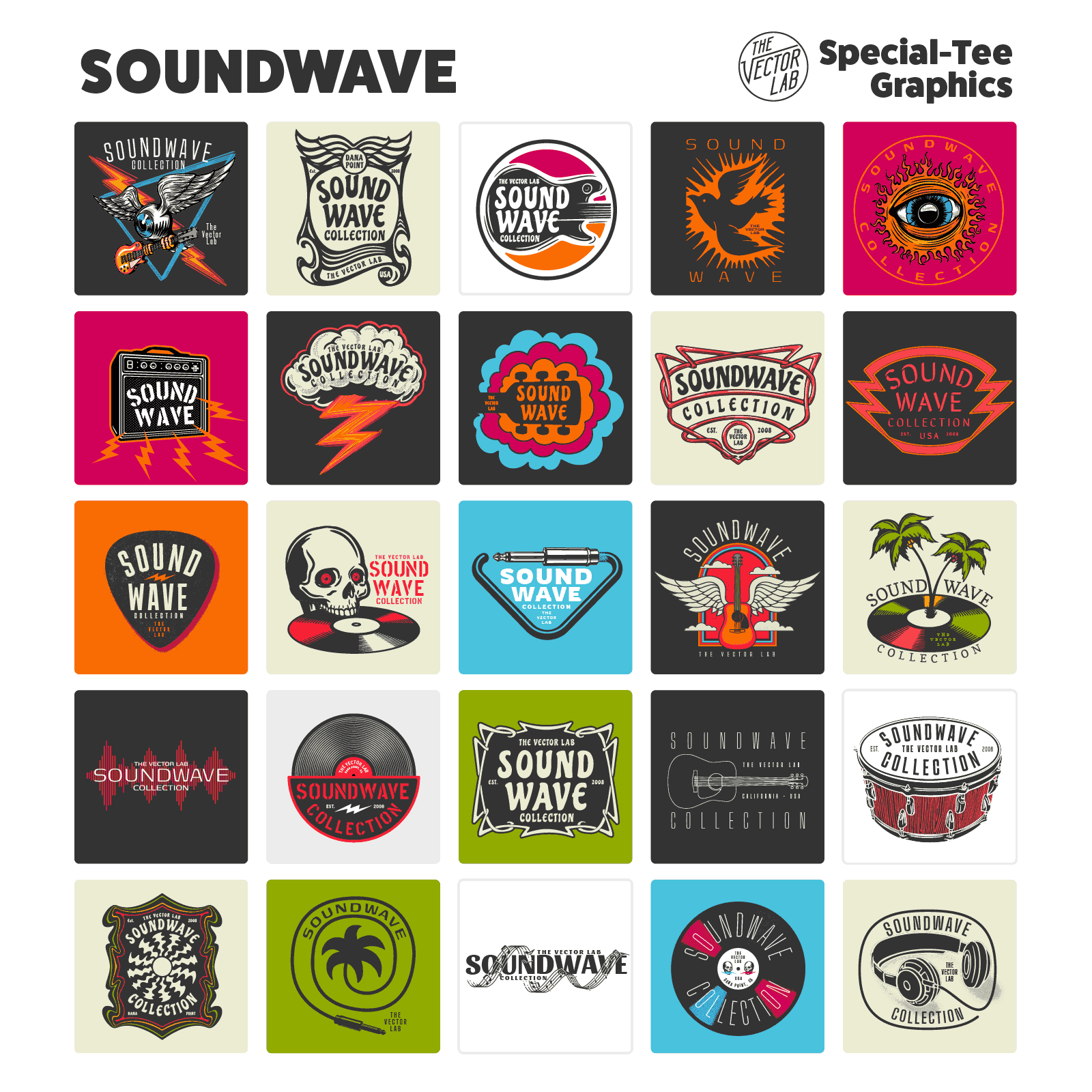 Soundwave music inspired graphic and logo templates