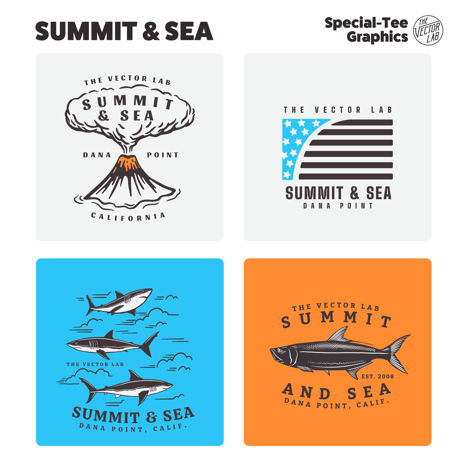Summit & Sea Graphic Logo Templates for Adobe Affinity CorelDraw