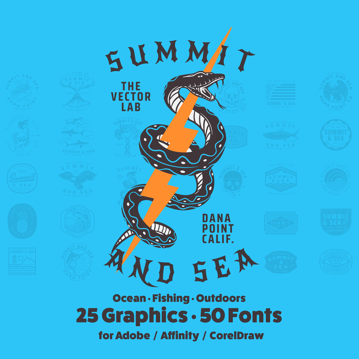 Summit & Sea Graphic Logo Templates for Adobe Affinity CorelDraw